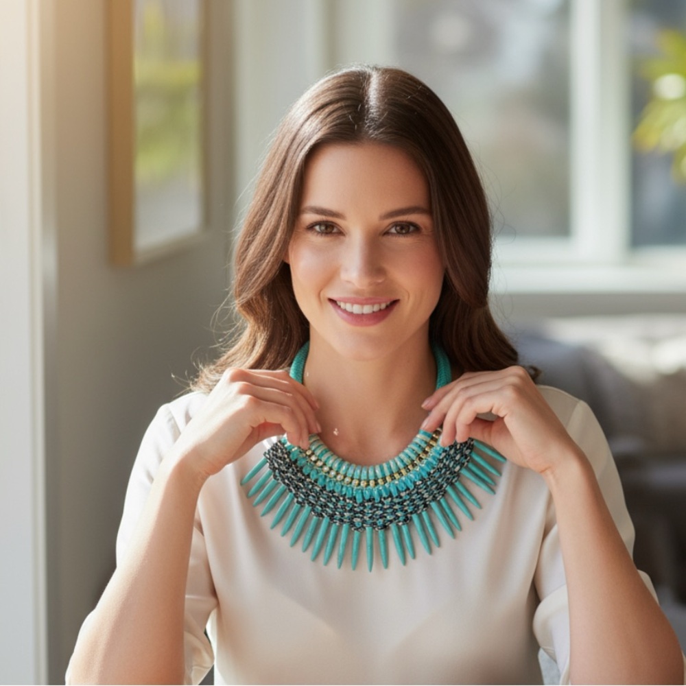 Baublebar Turquoise Spike Statement Necklace Bold… - image 1